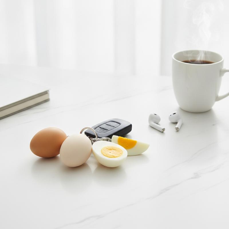 Cute Semi-Chopped Egg Simulation Keychain Quirky Fashion Bag Charm Lovely Pendant for Students Backpack Key Decor