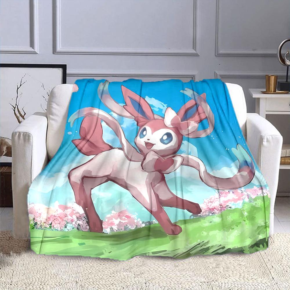 Pokemon Cute Sylveon Eevee Pink Printing Blanket Adult Children Warm Blankets Home Travel Soft and Comfortable Blanket