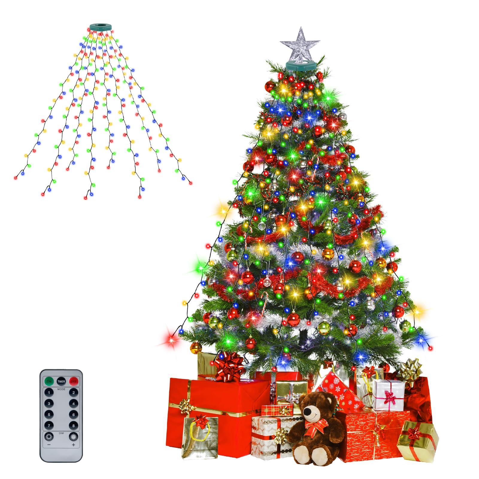 

Dalugo LED Christmas Lights, Outdoor Waterproof String Lights with Remote Control, Christmas Tree Decorations, 1.5M, 8 Strings, 200 Lights, USB