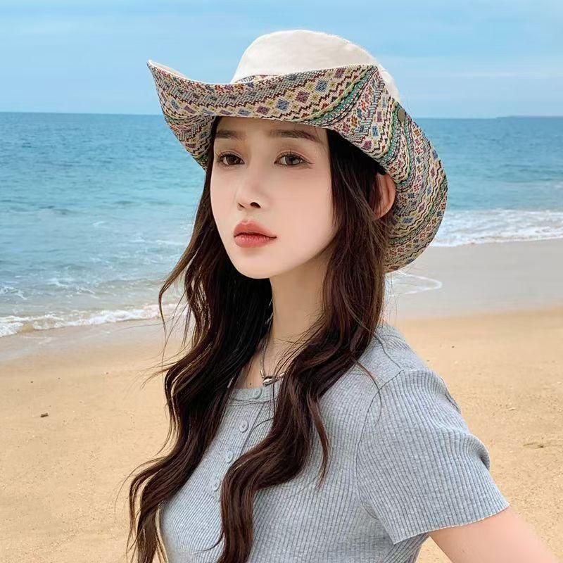 Etnisk Stil Western Cowboyhatt För Kvinnor Män Med Bred Brätte Solskydd Utomhus Solhatt