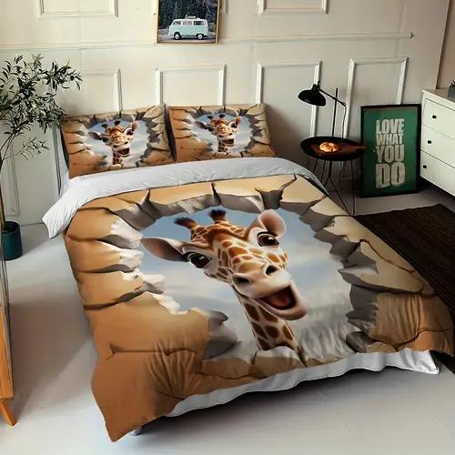 Comforter Giraffe Giraffe Background Theme Suitable For Children Kids And Adults Soft Warm Comfortable Breathable