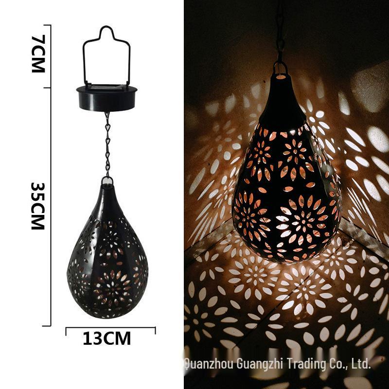 Cross-border Outdoor Iron Solar Floodlight for Courtyard, Garden, Balcony Decoration, Landscape, and Wall Hanging.