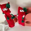 Children Christmas Party Decors Socks Creative Festival Cartoon Big Eyes Magnetic Hand Middle Tube Socks Hosiery Gift