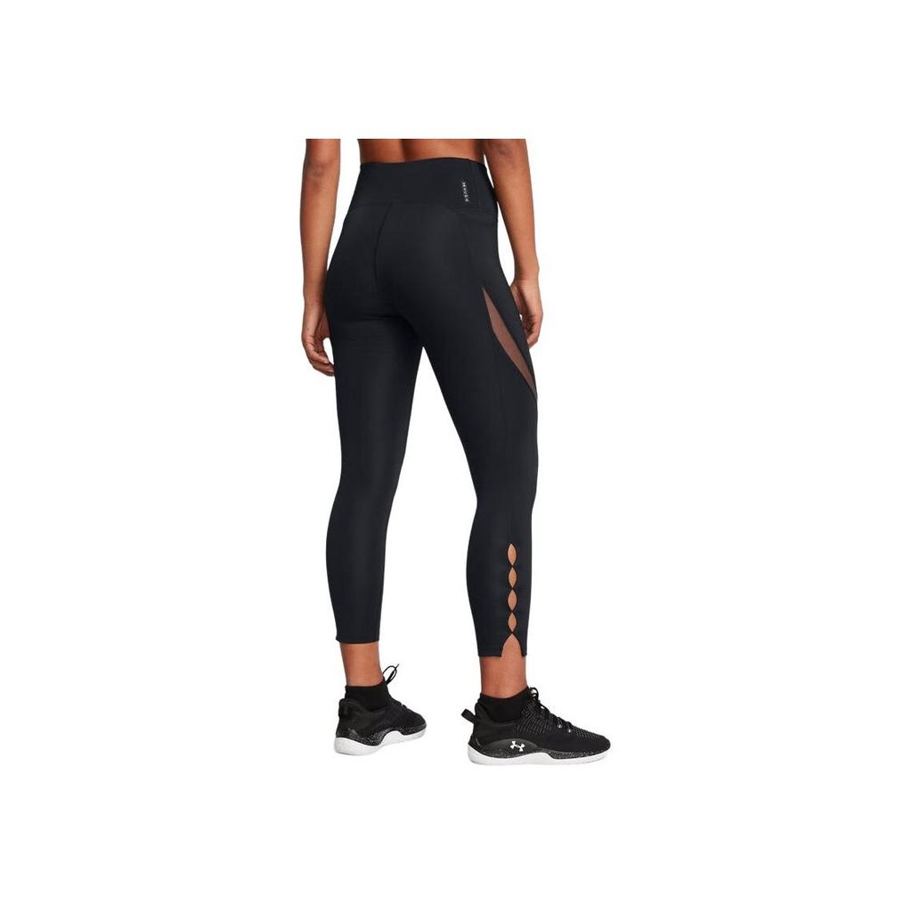 Under Armour Vanish Elite Logo Print High Waist Breathable Slim Fit Comfortable Sports Trousers Women Bottoms Black 1386402-001