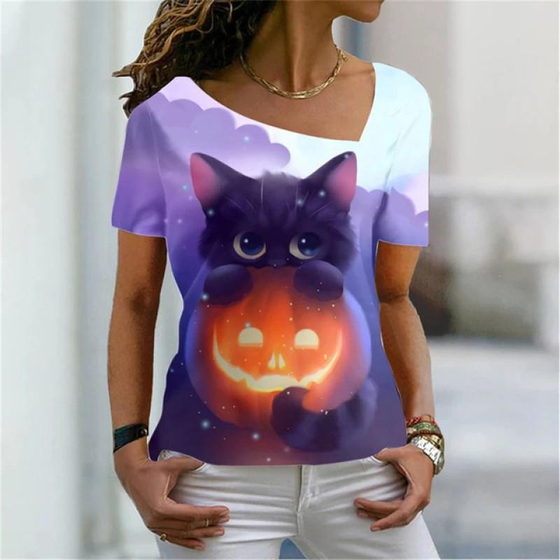 Женская футболка с цифровым 3D принтом «Милый кот» — фото 19