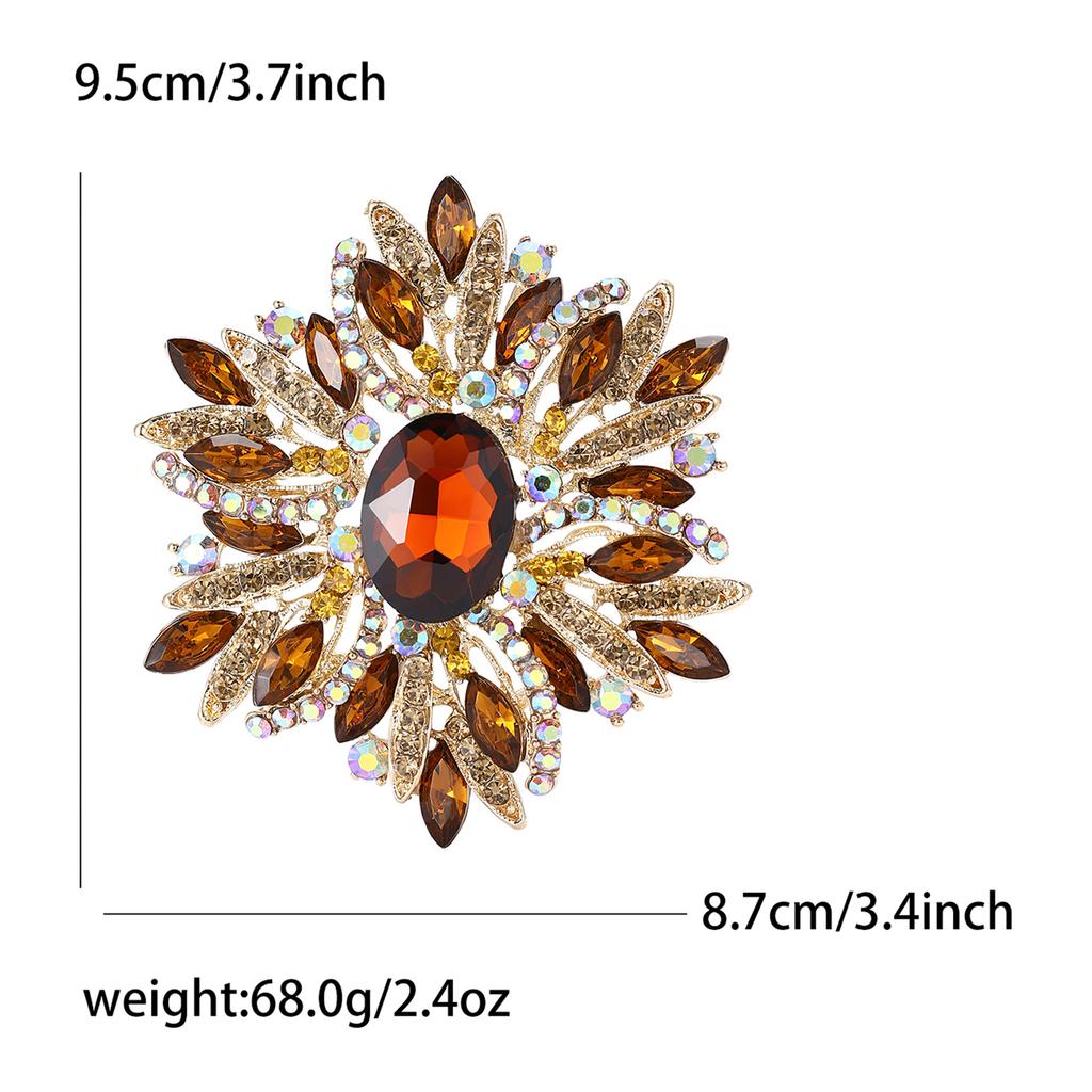 Fashion Alloy Large Crystal Glass Brooch Exaggerated Creative Women'S Sweater Coat Corsage Ornament Pin