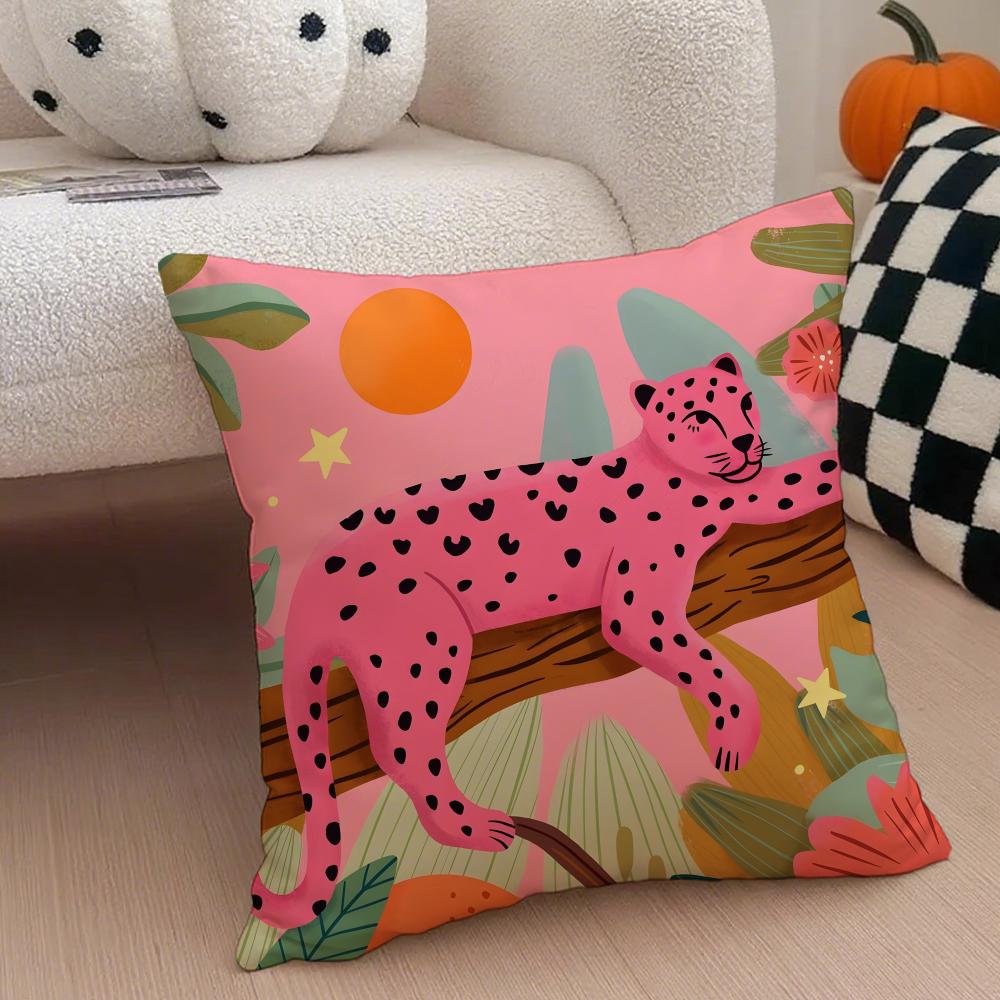 Spotted Majestic Leopards Animals Cushion Cover Throw Pillow Cover Hidden Button Durable Polyester Chair Cushion