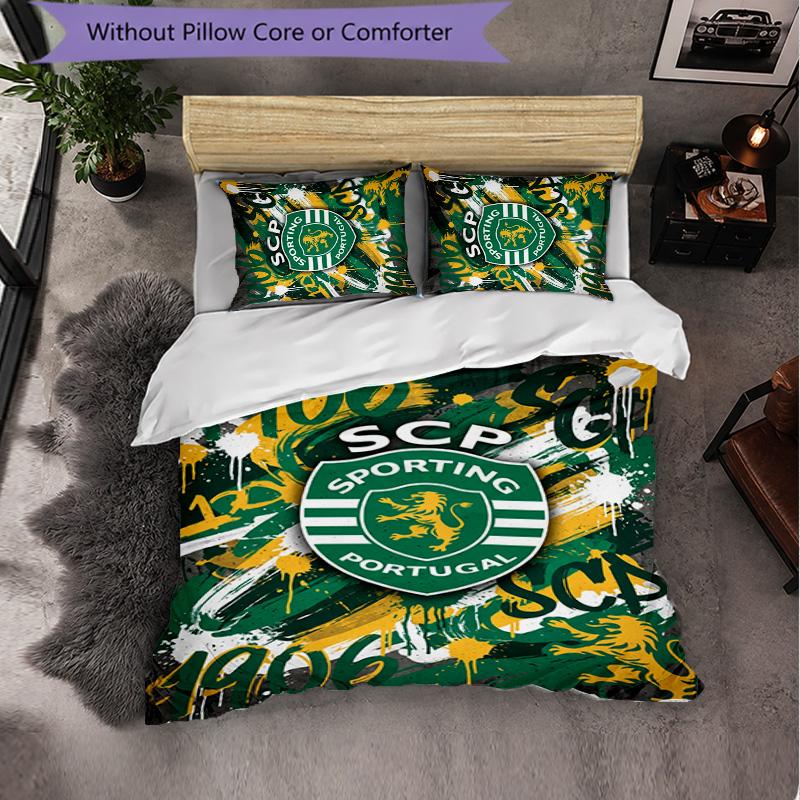 Biancheria da Letto a Tema Sporting CP FC Set 3 Pezzi Copripiumino Biancheria da Letto Decorativa per Camera Adolescenti Decorazione Casa