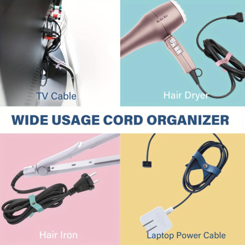 5-Pack Pu Leather Bows Shape Cable Clips - Various Colors (cyan, Beige, Light Brown, Pink, Purple) For Storage Usb Cablesr