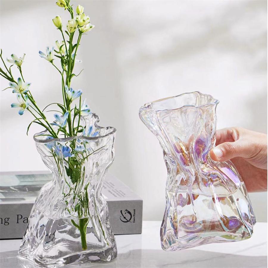 Wind Flower Vase Advanced Transparent Vase Glass Living Room Desktop Hydroponic Flower Arrangement Creative Decoration