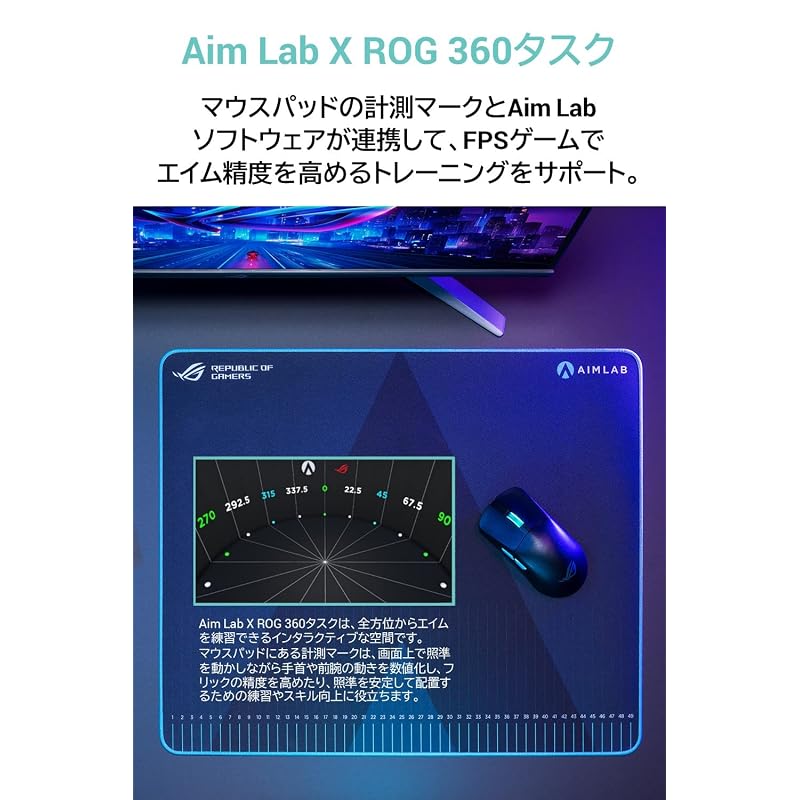 ASUS ROG Hone Ace Aim Lab Edition Gaming Mousepad (Large/Aim Lab X ROG 360 Task/Hybrid Cloth Material/Nano Coating/Anti-Fray Stitching/Rubber