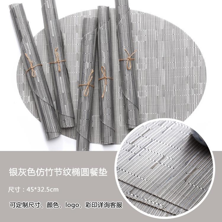 Nordische effen kleur bamboepatroon PVC placemat Teslin ovaal westerse eettafelmat antislip eettafelmat warmte-isolerende mat