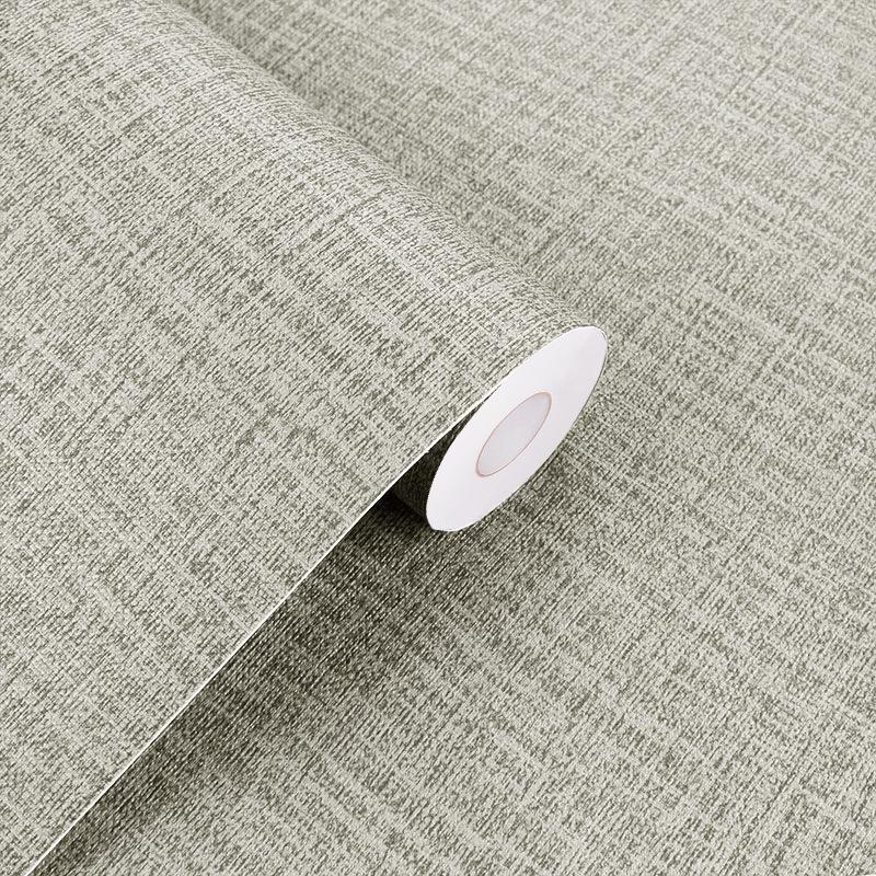 Linen Texture Self-Adhesive Waterproof Wallpaper for Bedroom & Living Room - Thickened, Solid Color, Moisture-Proof, Simple Design.