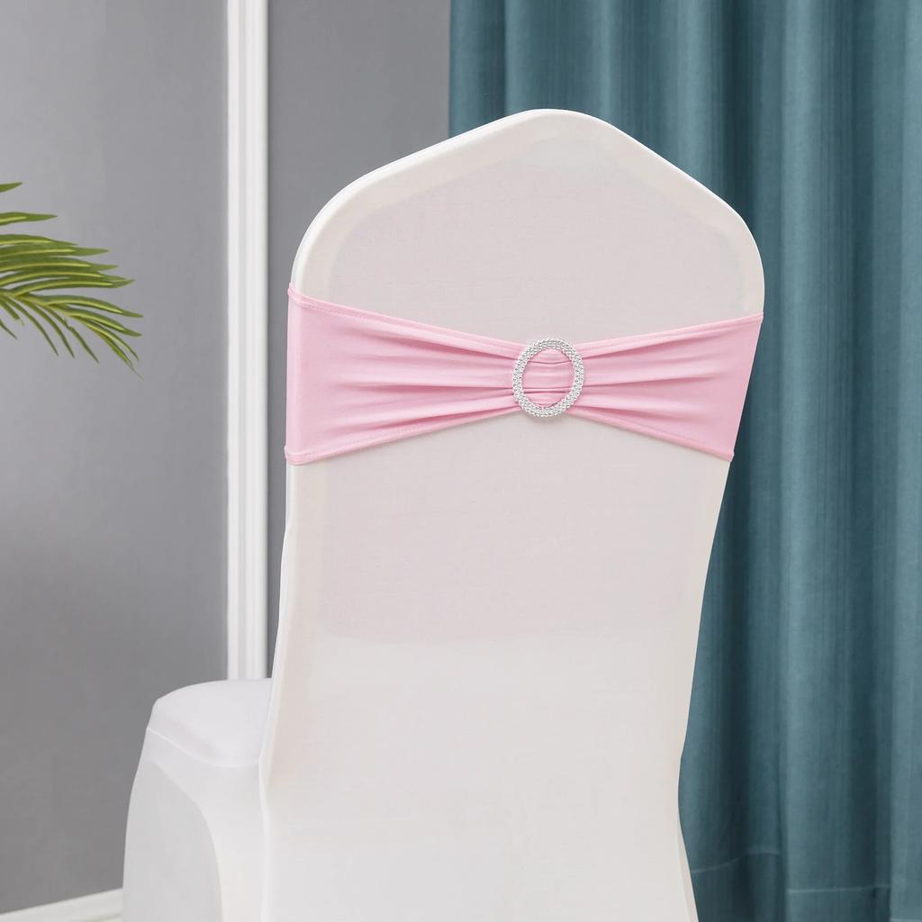 Chair Sashes Bows Wedding Lycra Chair Spandex Bands Stretch With Buckle For Chair Covers Decoration Party Dinner Banquet