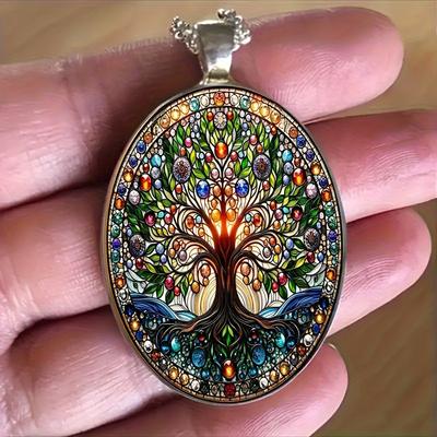 Pendant Tree of Life Oval, Elegant Vintage Romantic Jewelry Necklace