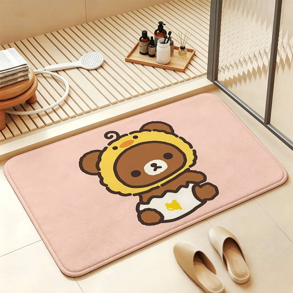 So Lovely R-Rilakkuma-S bear Anti‑Slip Floor Mat Short Plush Rug mat Soft Comfortable Machine Washable Home Decor