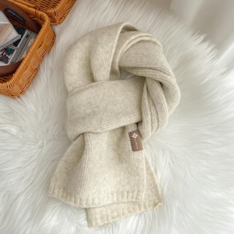 Age-reducing green wool knitted wool small scarf versatile student short women's winter scarf couple men