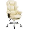 Office Chair With Footrest And Headrest In Pu Leather Foam And Metal 76x73x117 125 Cm Cream White