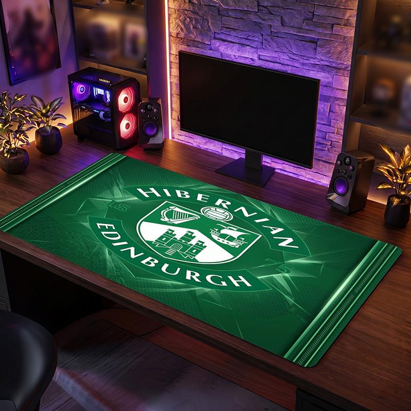 Hibernian FC Theme Pattern Mouse Pad, Soccer Logo Design XXL Gaming Desk Mat Non-Slip Computer Mouse Pad