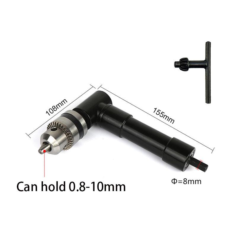 90 Degree Right Angle Electric Drill Corner Tool Aluminum Alloy Turning Tool Iron Chuck Adapter Narrow Space Drilling 0.8-10mm