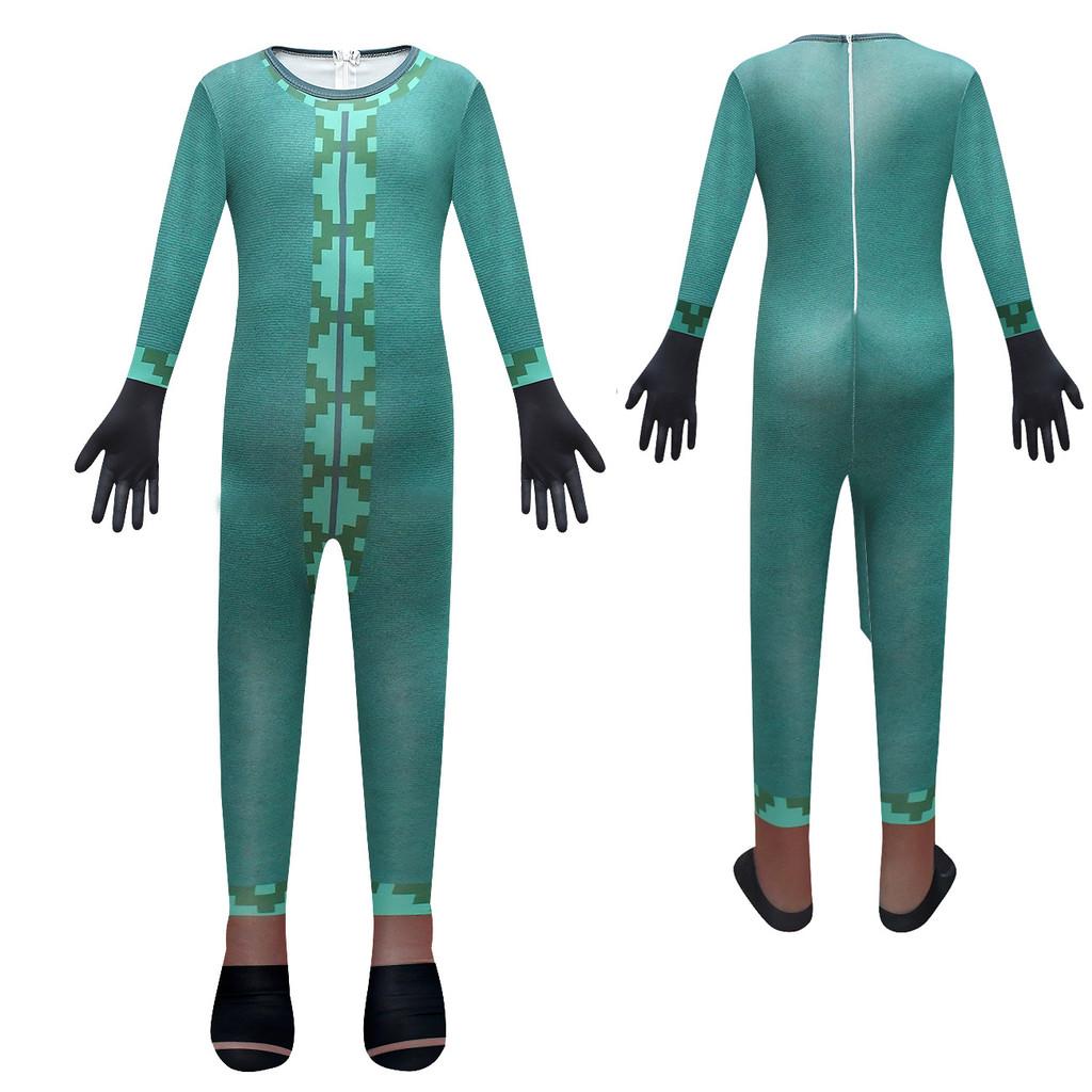 Kids Boys Game Character Animal Print Jumpsuit Mask Set Outfit Halloween Cosplay Costume