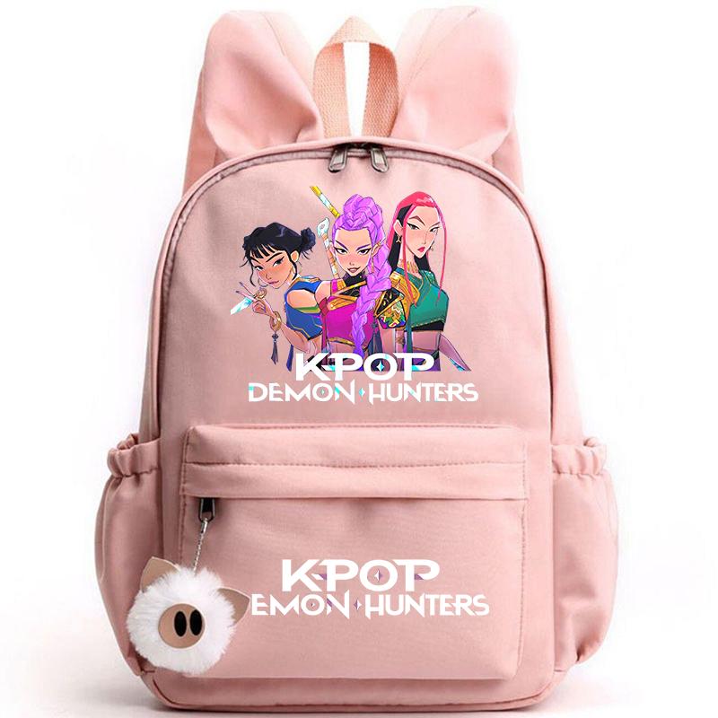 KPop Dämonenjäger Rucksack für Mädchen Jungen Kinder Rucksack Freizeit Schultaschen Reise Hasenohren Rucksäcke Mochila Geschenktüten