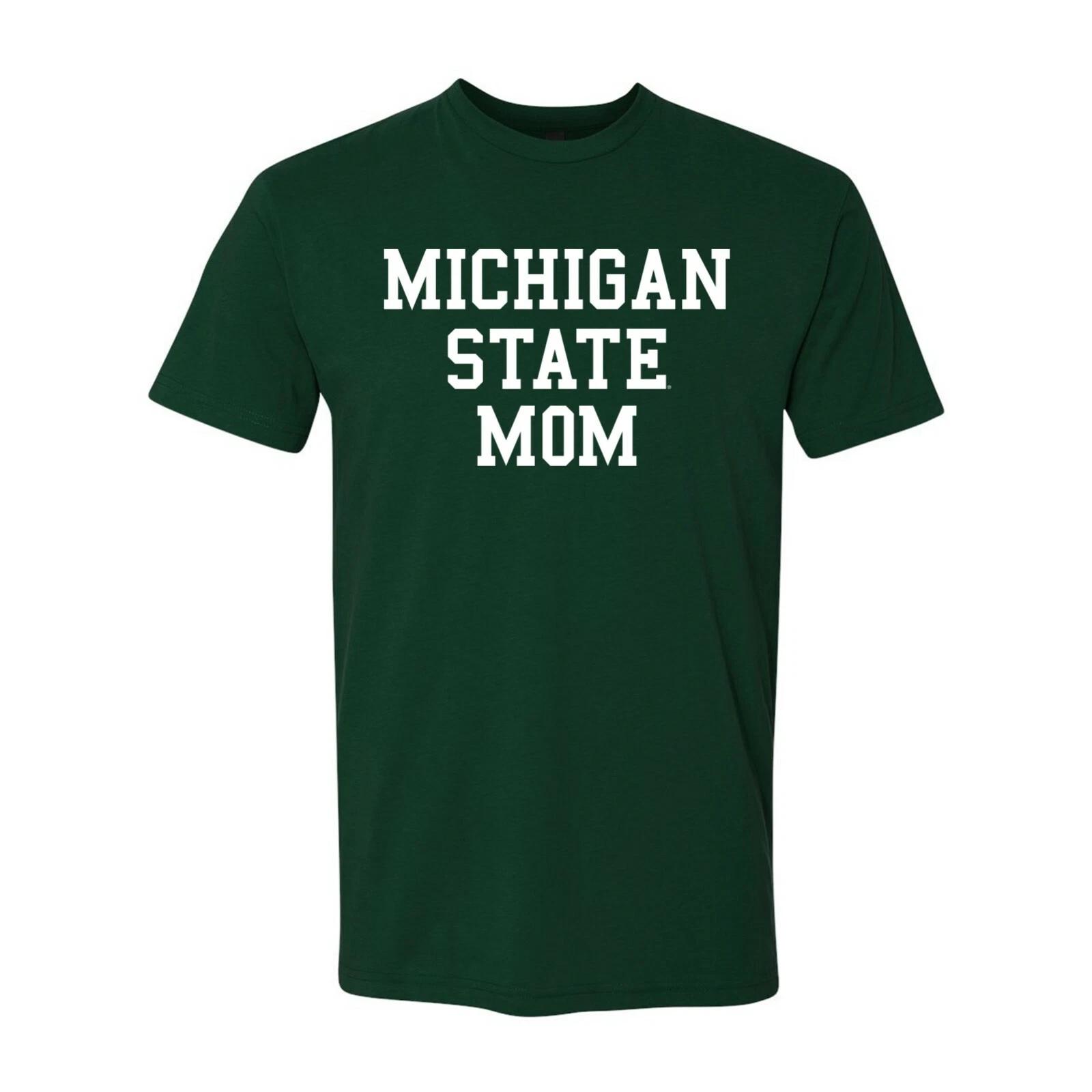 Michigan State Spartans Mom Basic Block Premium Cotton T-Shirt - Forest 2XL