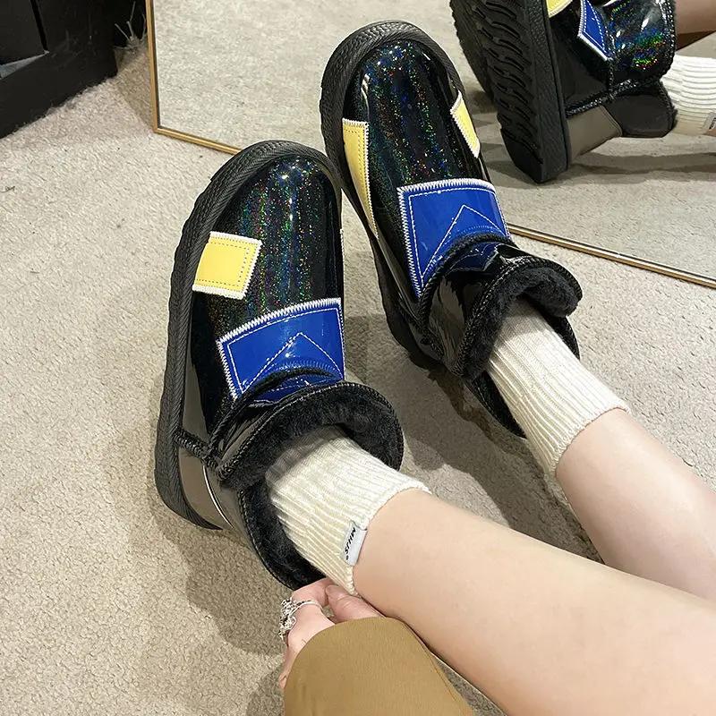 Fashion Chunky Platform Fur Black Round Toe Ankle Shoes For Women White Womens Snow Boots On Slip High Quality Offer Trend 2024 Booties