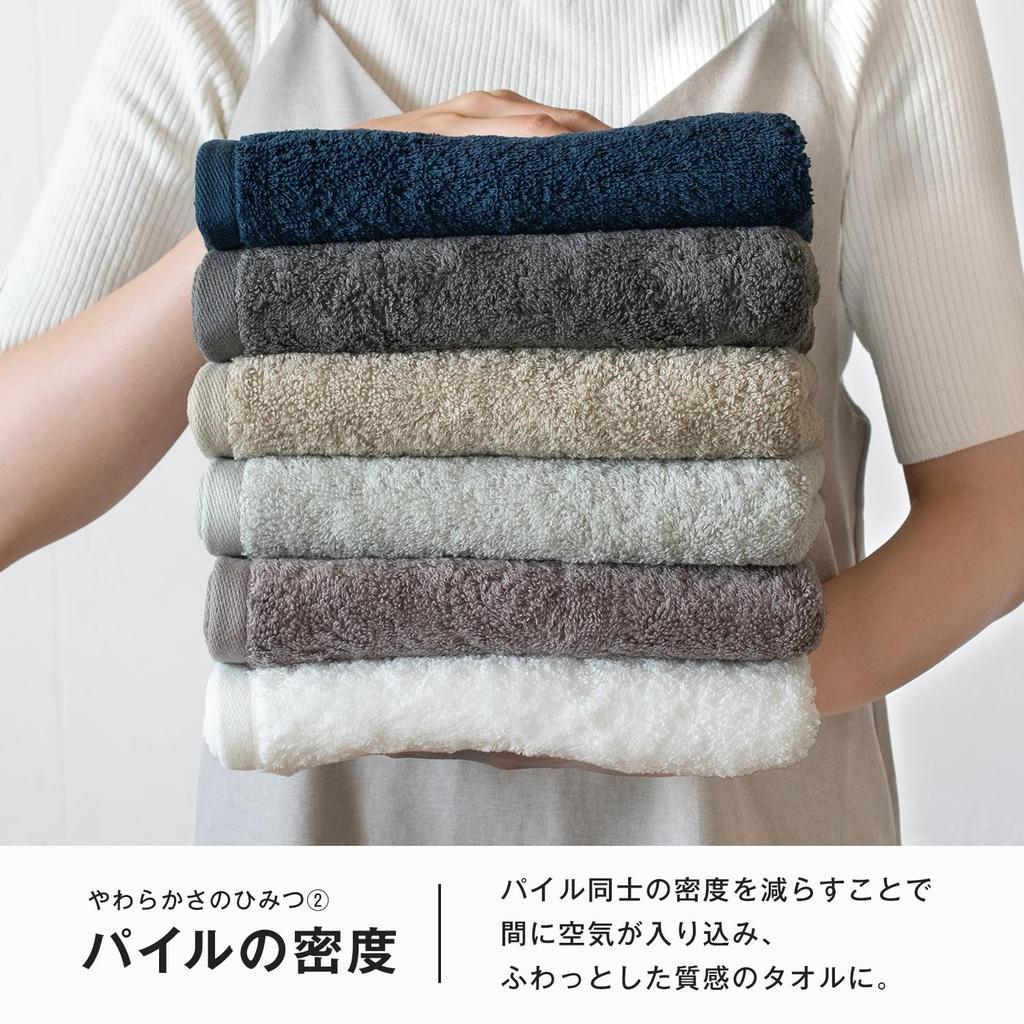 Bloom Imabari Certified FUu Face Made In Cotton Towels, 3-Piece Set, Soft, Fluffy, Thick, Absorbent, Hotel-Grade, Japan, 100% (Navy)