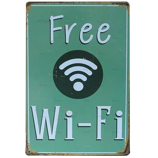 

Vintage Tin Sign Home Is Where The Wifi Is Retro Metal Plate Wall Decoration for Cafe Bar Pub Club Welcome Free Wifi 20x30cm