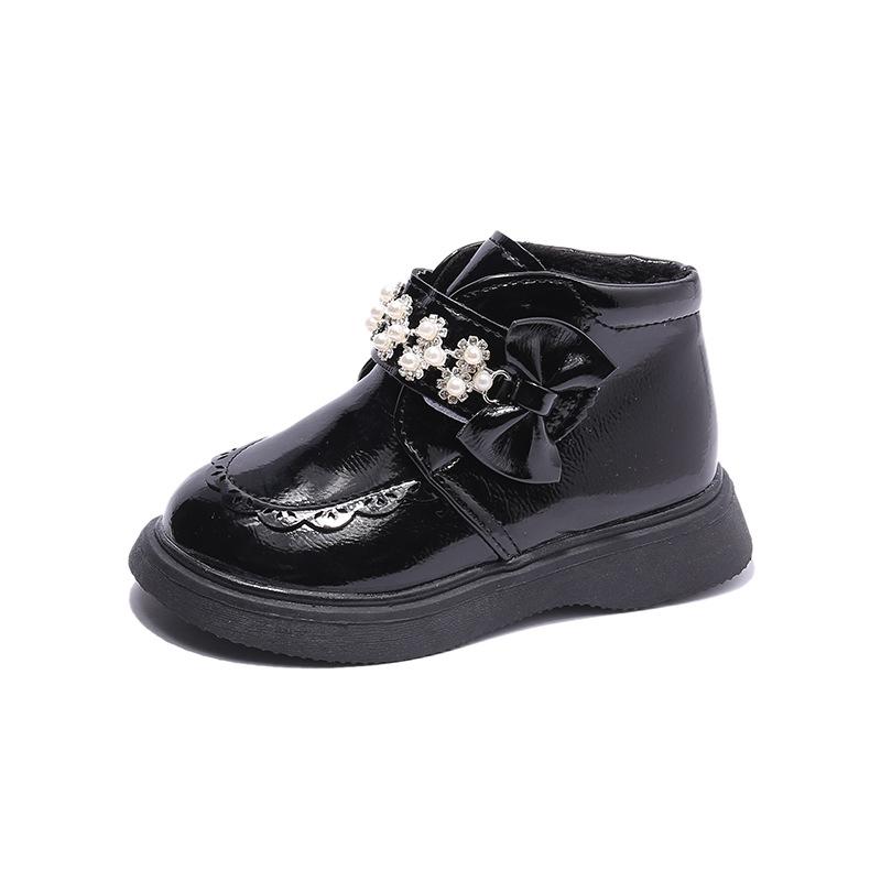 BotasPlatform Girl  Shoe Autumn Winter Two Cotton Child Princess Boot Warm Ankle Boot Soft Soled Leather Boot Fashion Child Shoe