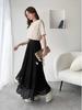 Elegant Japanese-Style Double-Layer Pleated Chiffon Skirt, Slimming and Versatile with an Elastic Waist