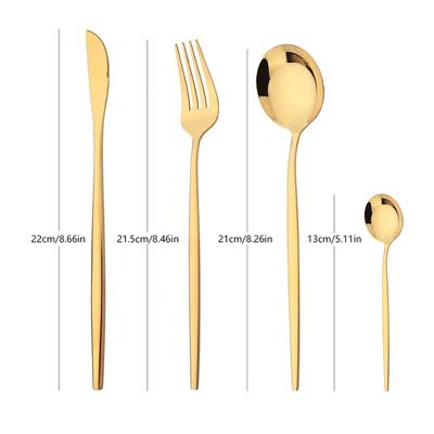 Set de tacâmuri din aur Set de tacâmuri din oțel inoxidabil Tacâmuri pentru cină Cuțit Furculiță Linguriță Veselă pentru serviciu la domiciliu pentru 1/4/6