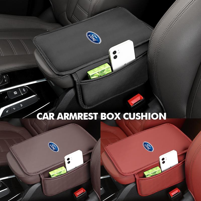 For Ford Universal Car Armrest Box Cushion Nappa Leather Sponge Anti-slip Fiesta Ranger Mondeo Escape Ecosport Fusion Explorer