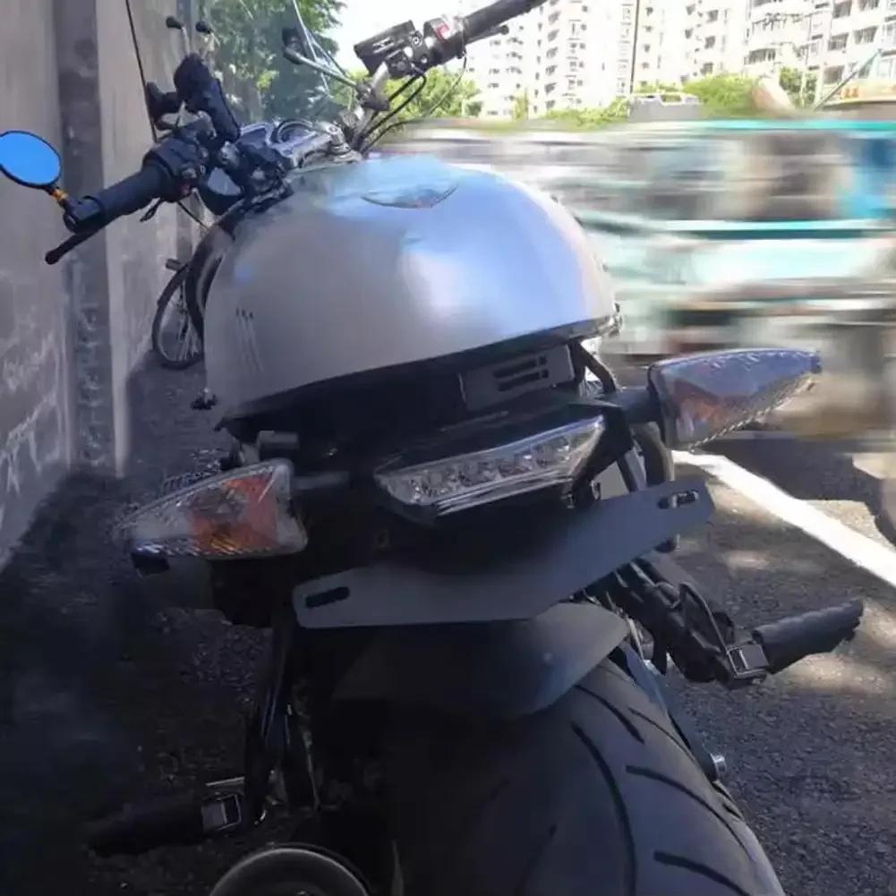 12V Motorcycle LED Tail Light License Plate Lamp Red Smoke Rear Taillight Brake Stop Running Signal Universal For Bike Dirt Bike