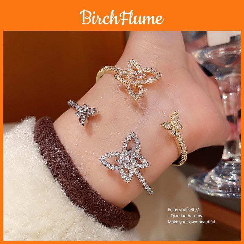 Butterfly Zircon Open Cuff Bracelet With Cubic Zirconia For Womens Fashion Jewelry