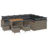 Ensemble de Canapé de Jardin 13 pièces avec Coussins Grises en Rattan Poly et Acacia, Ensemble de Salle à Manger de Jardin 4 3365043