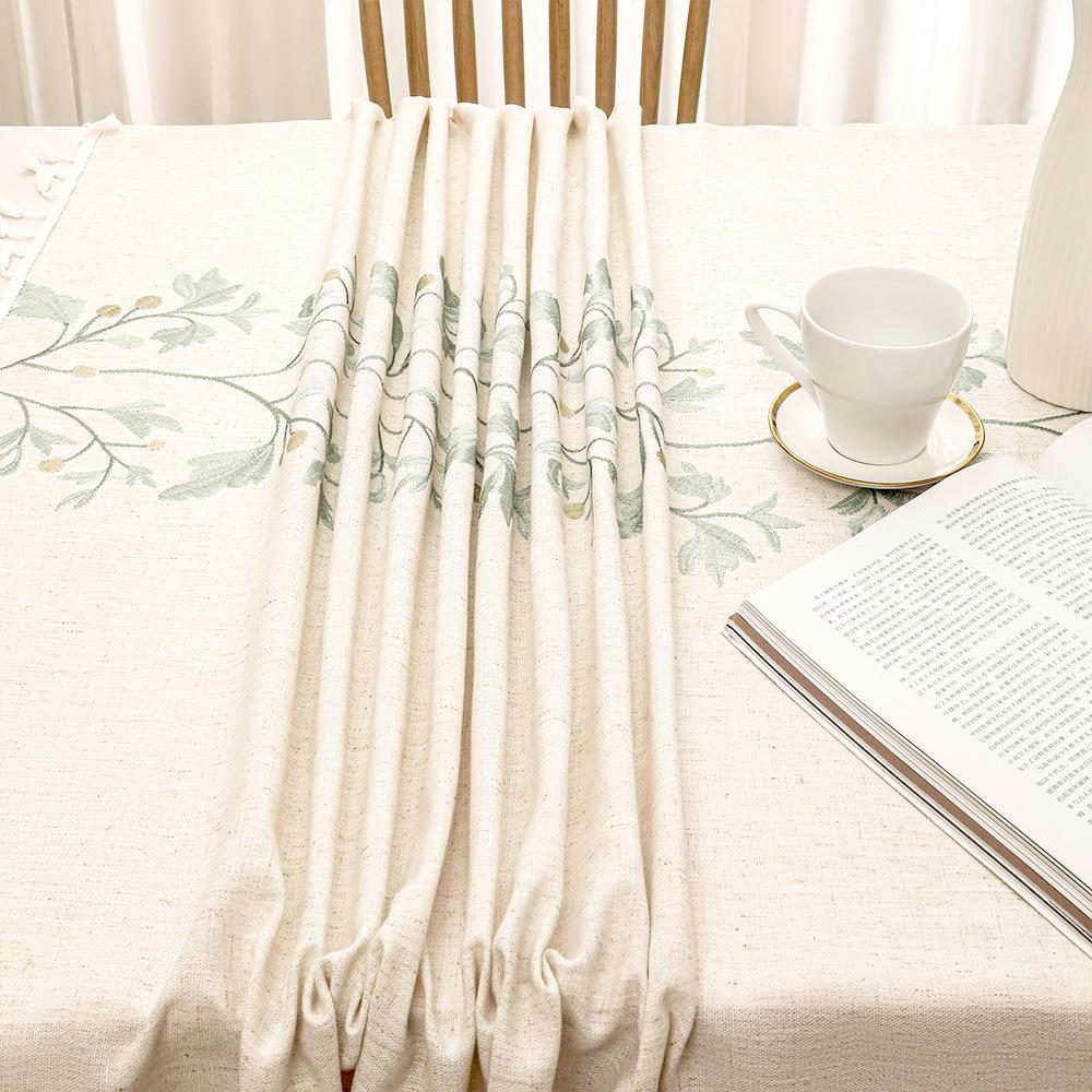Luxury Embroidered Cotton-Linen Tablecloth with Tassels - Waterproof & Heat-Resistant