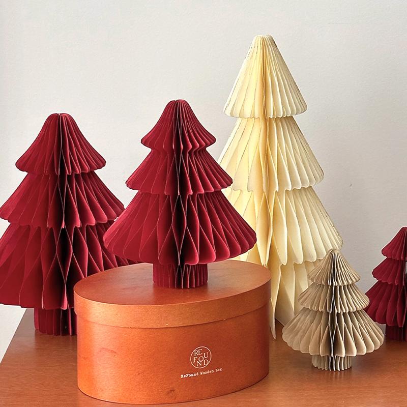 Christmas New  Decorations Paper Honeycomb Ball Folding Christmas Tree 3D Ornament Home Wedding Decoration Desktop Ornament