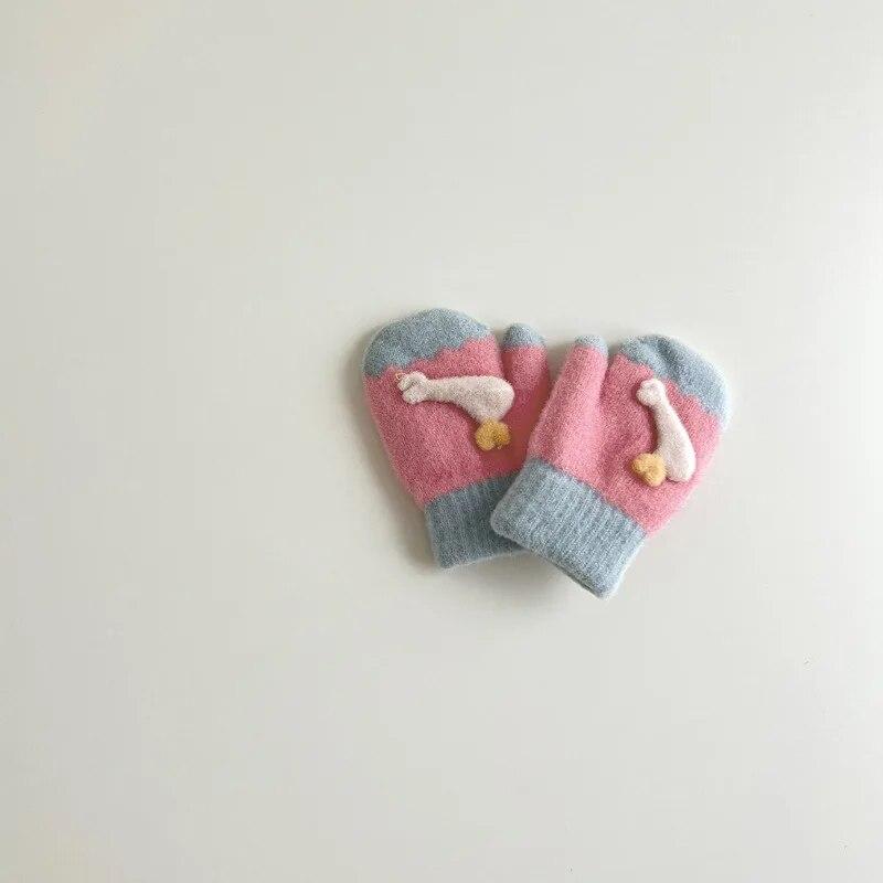 Kawaii Baby Mittens Lovely Cartoon Animal Whale Glove for Toddler Boy Girl Autumn Winter Thicken Plush Kids Glove