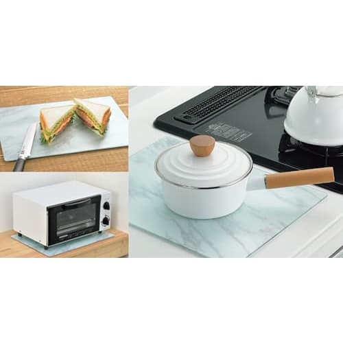 Pearl Metal HB-6930 Tempered Glass Kitchen Plate, Heat-Resistant up to 200C, Can be Used as a Trivet, Cutting Board, Multi-Plate, or Placemat, Slate,