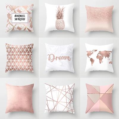 Pink Simple Ins Style Fabric Pillowcase Geometric Car Sofa Core-free Cushion Pillowcase