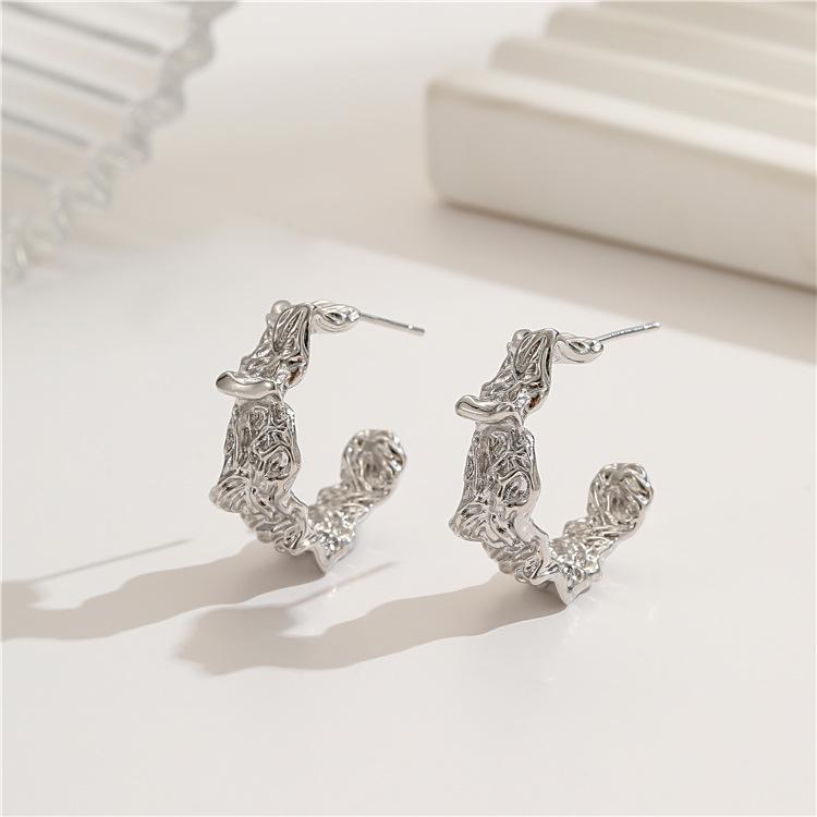 European-American Metal Circle Earrings: High-End Irregular Hoop, Exaggerated Personality Ear Studs & Cuffs for Women