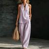 Women Striped Halter Neck Sleeveless Jumpsuit Wide Leg Pants with Pocket