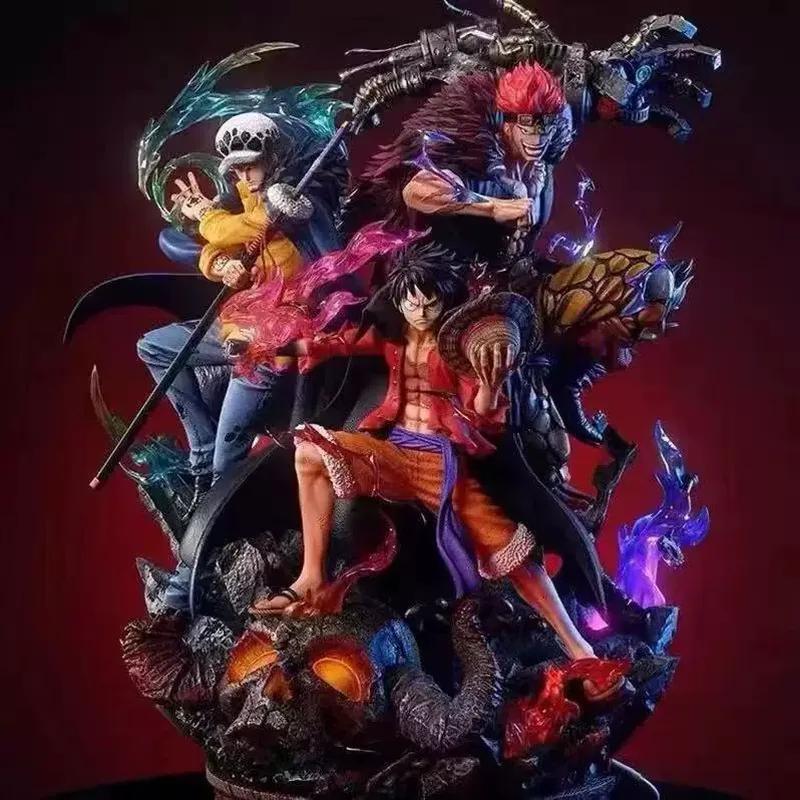 Onigashima Luffy Law 3 Captains Figure Pvc Model Ornament Toy Desktop Collectibles Static Statue Anime Action Figures Fans Gift