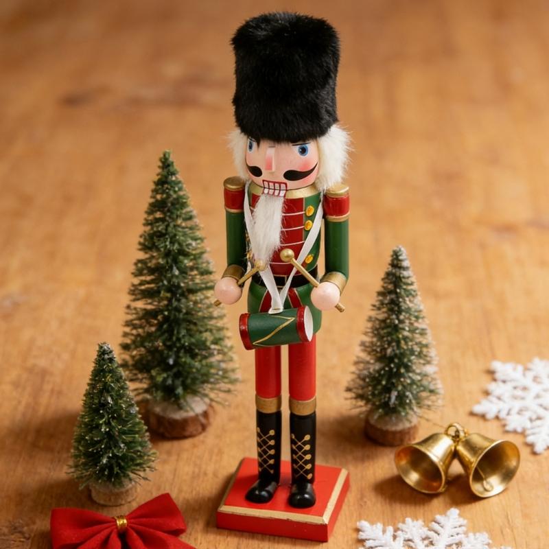 Christmas Nutcrackers Ornament Small Wooden Soldier Christmas Decorations Nutcrackers Figure Ornament for Table Shelf