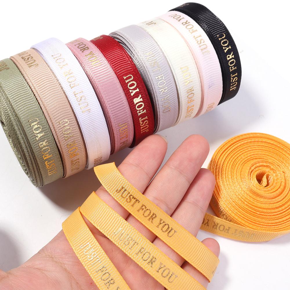 10Yards/Roll 10mm Printed JUST FOR YOU Ribbon Colorful Polyester Ribbon For Wedding Christmas Birthday Gift Packaging Decoration