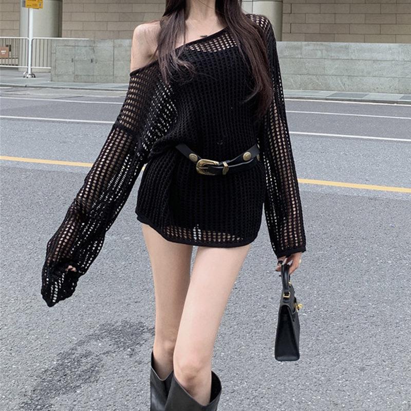 Frühjahr/Sommer 2026 Damen Lockerer Hohlstrick Schlankmachender Pullover mit Sonnenschutz