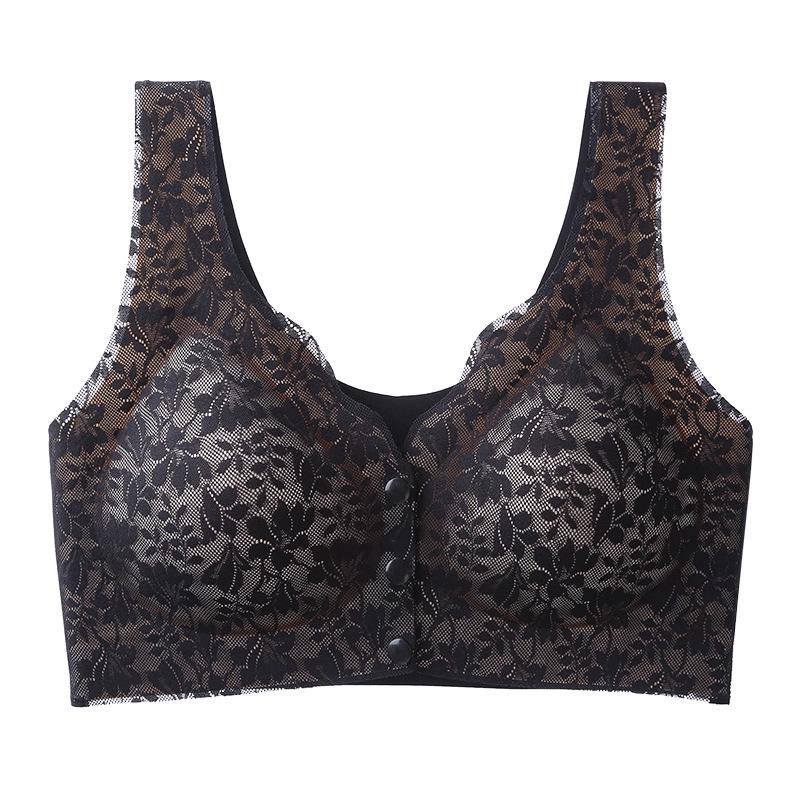 Langsha mother underwear women in the elderly seamless front buckle vest type large size women gather without steel ring bra women