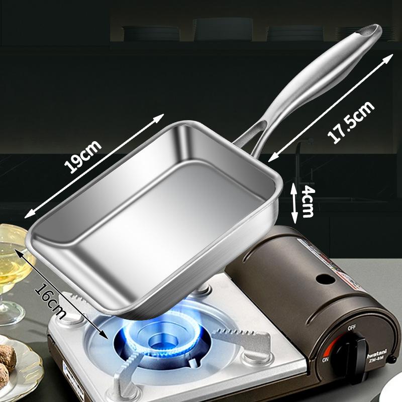 

Stainless Steel Tamagoyaki Omelette Pot Non-stick Egg Frying Pan steak Skillet wok Home Gas Stove Pot Induction Kitchen Cookware